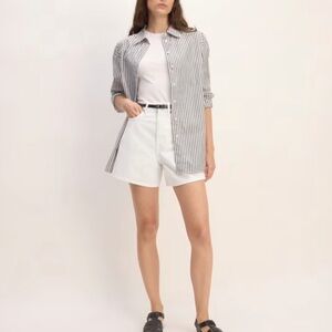 Everlane a-line white denim shorts